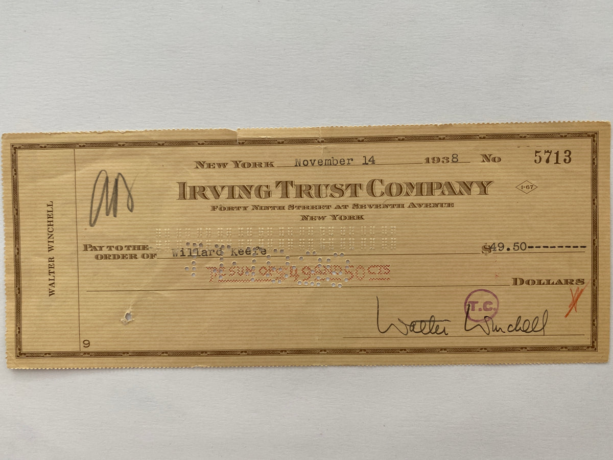 Walter Winchell signed check
