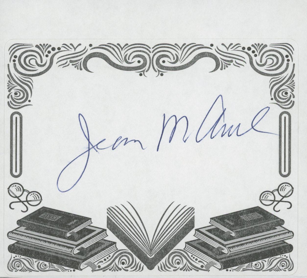 Jean M. Auel signed bookplate