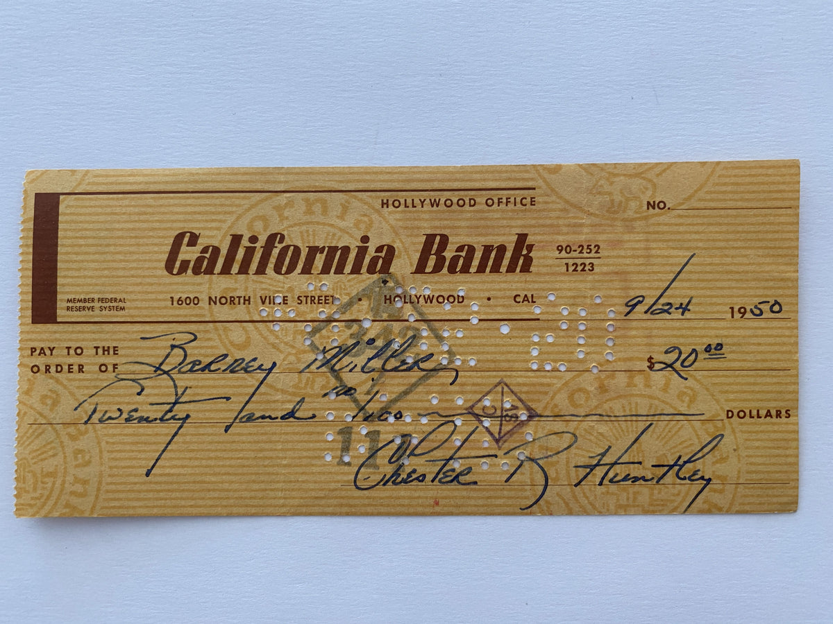 Chester Huntley signed check