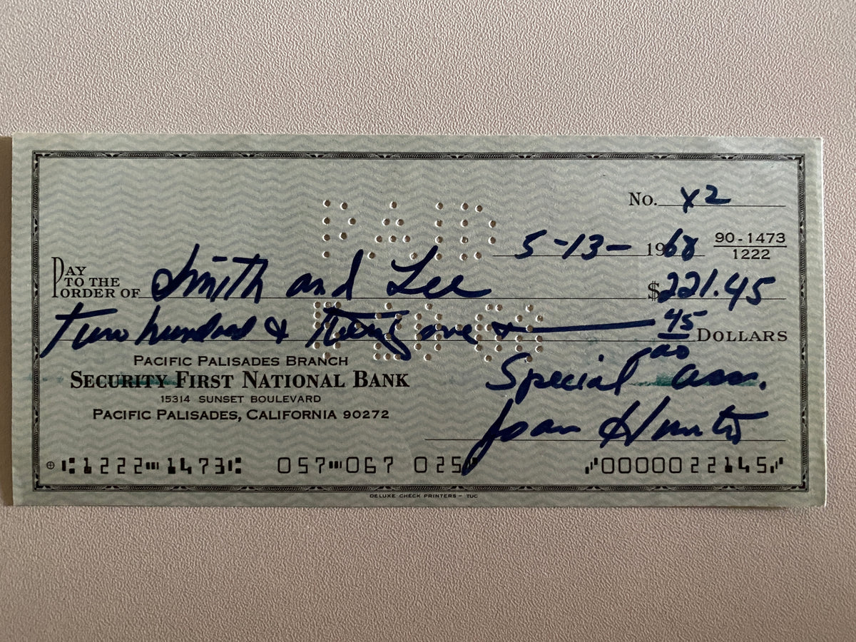 Joan Hunter signed check