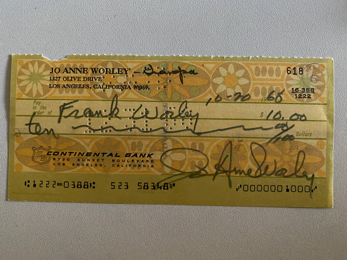 JoAnne  Worley signed check