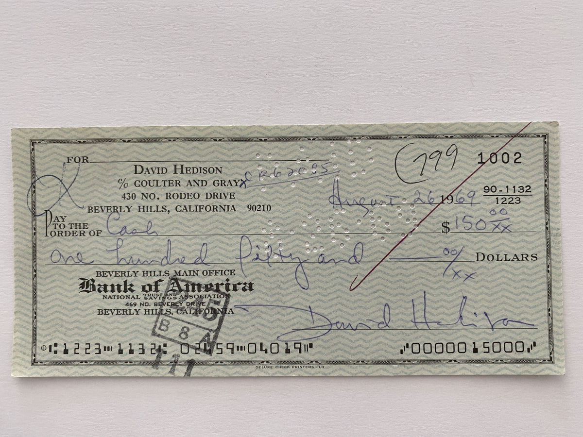 David Hedison signed check