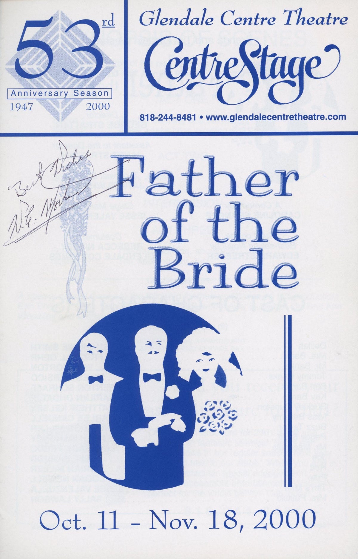 Father of the Bride W.C. Morton and Cast signed program