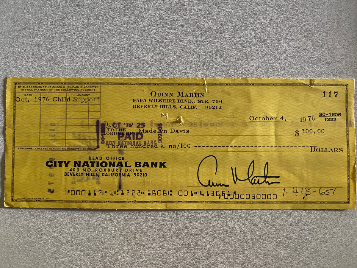 Quinn Martin signed check