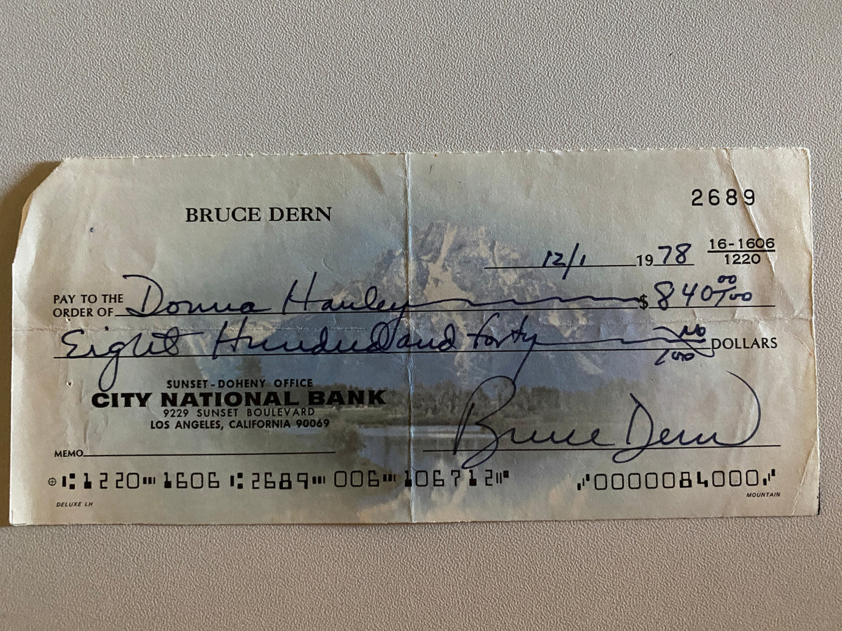 Bruce Dern signed check