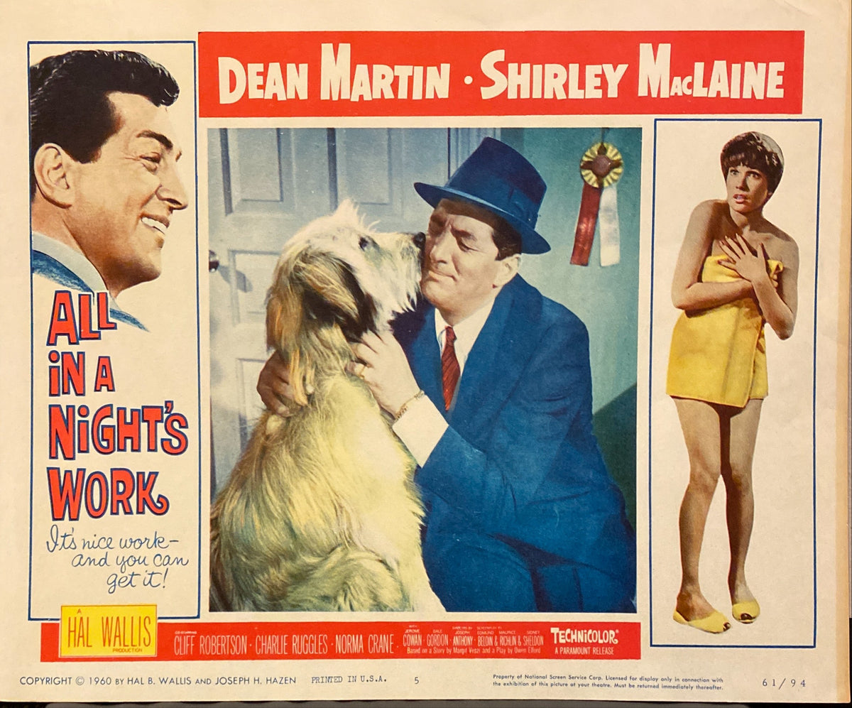 Dean Martin and Shirley MacLaine "All in a Night's Work" Lobby Card
