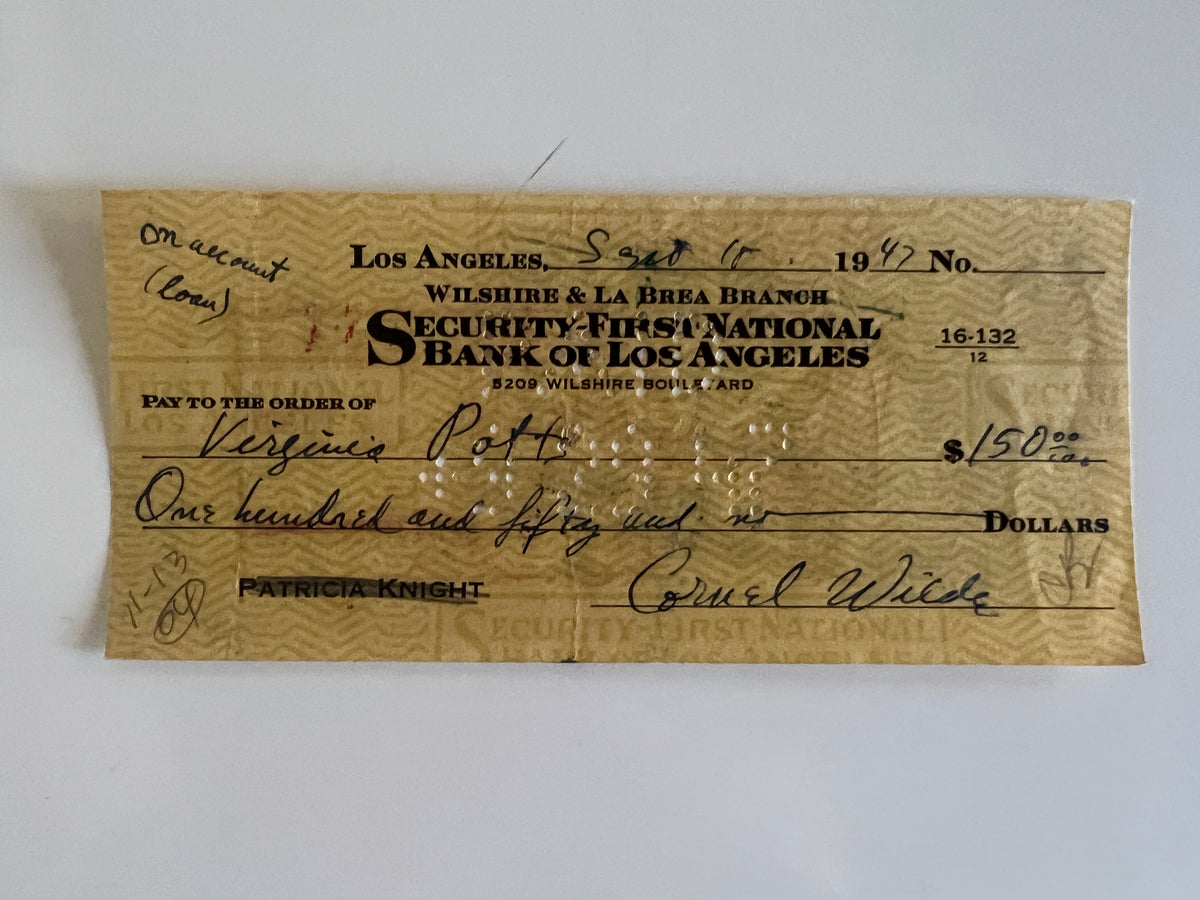 Cornel Wilde signed check
