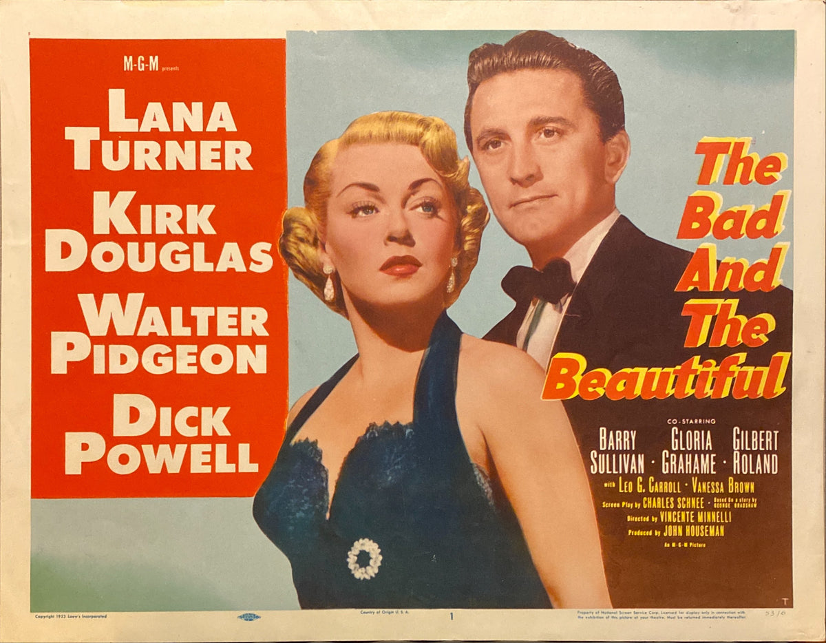 Lana Turner, Kirk Douglas, Walter Pidgeon, and Dick Powell "The Bad and the Beautiful" original Lobby Card