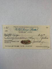 MLB superstar Rollie Fingers signed check