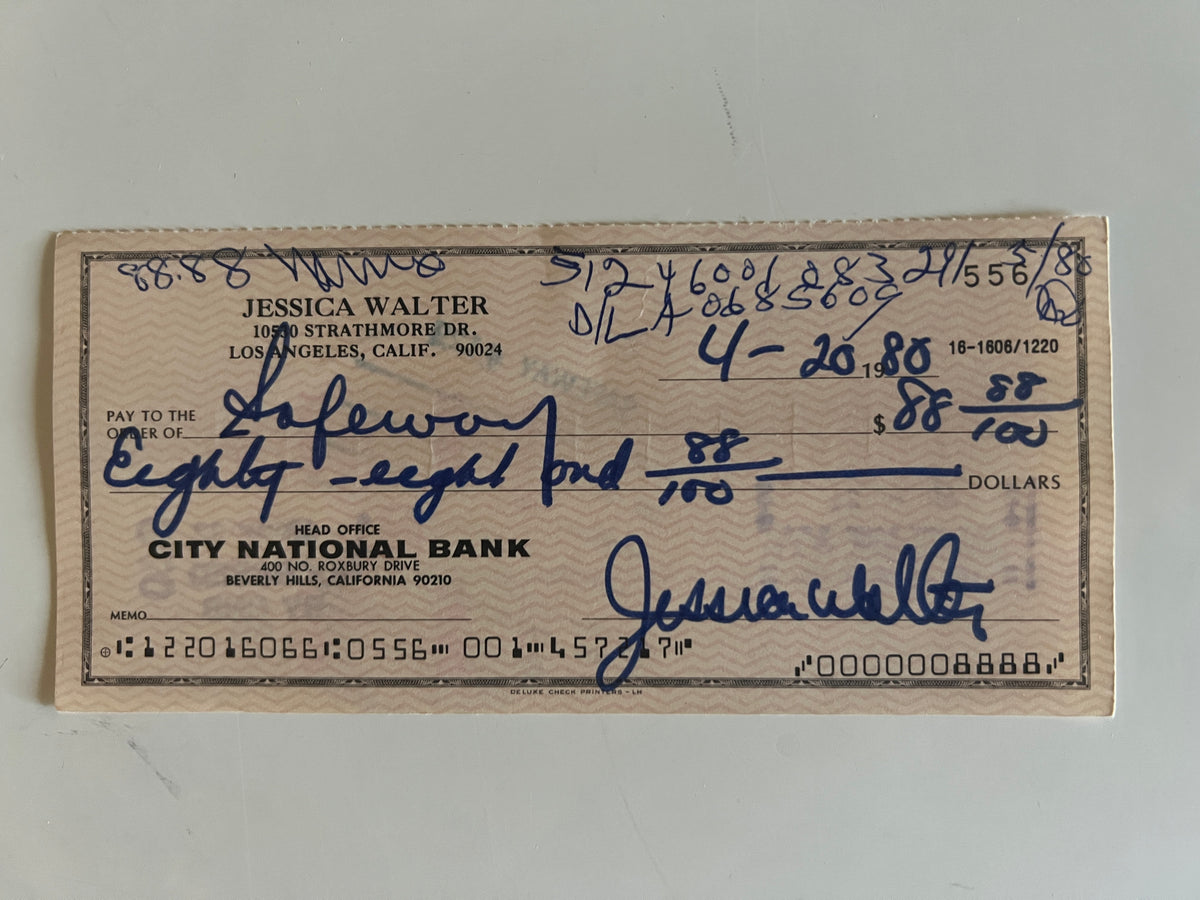 Jessica Walter signed check