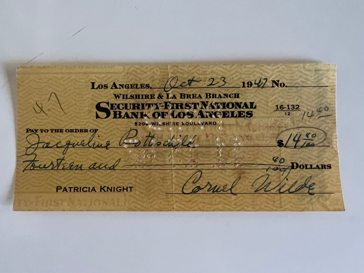 Cornel Wilde signed check