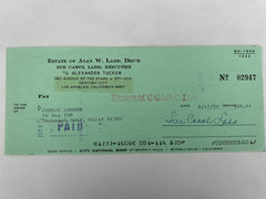 Sue Carol Ladd signed check