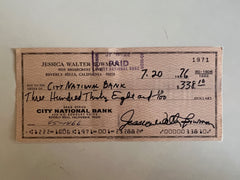 Jessica Walter signed check
