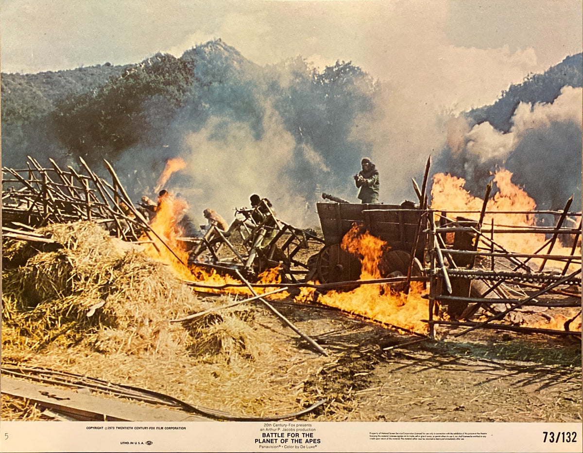 Roddy McDowall, Claude Akins, and Natalie Trundy "Battle for the Planet of the Apes" original Lobby Card