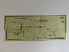 Dinah Shore signed check