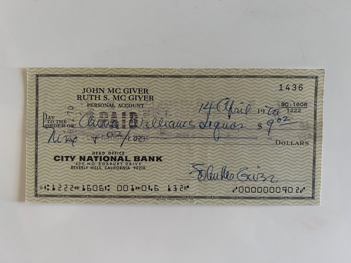 John McGivern signed check