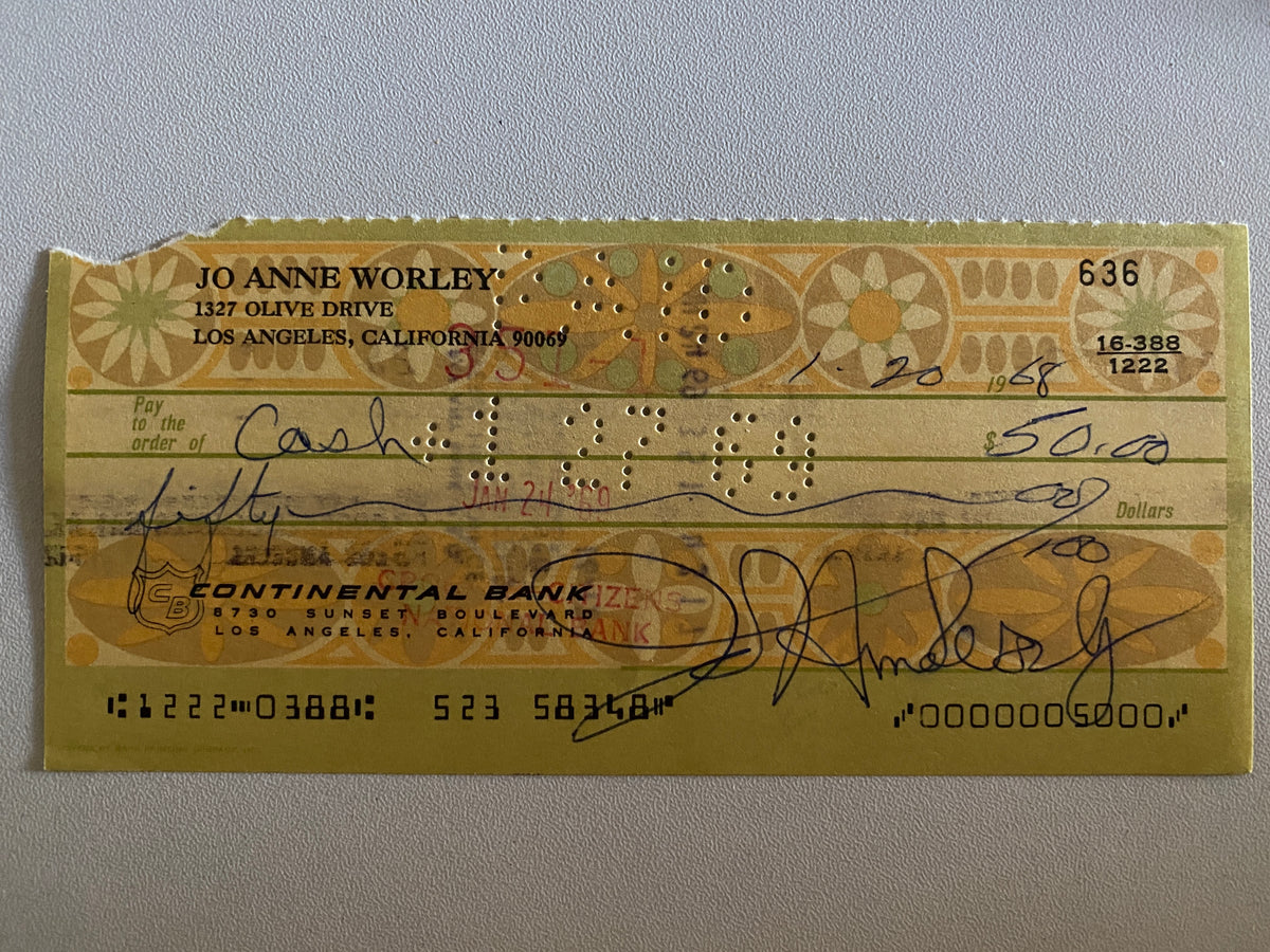 JoAnne  Worley signed check