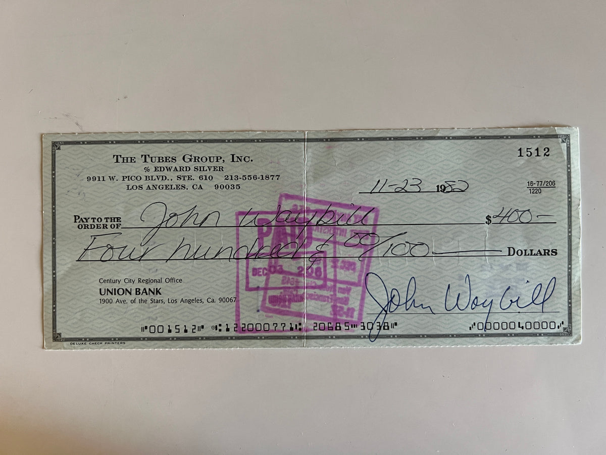 John Waybill signed check