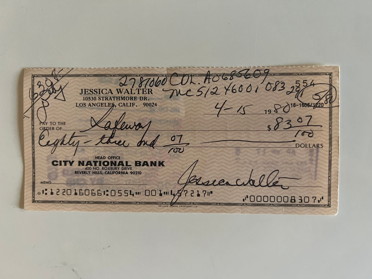 Jessica Walter signed check