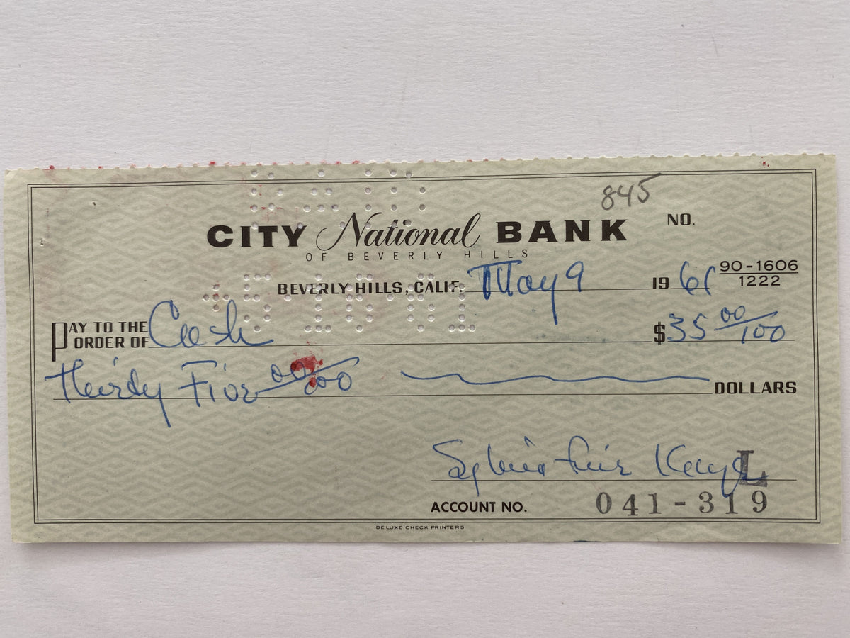 Sylvia Fine Kaye signed check