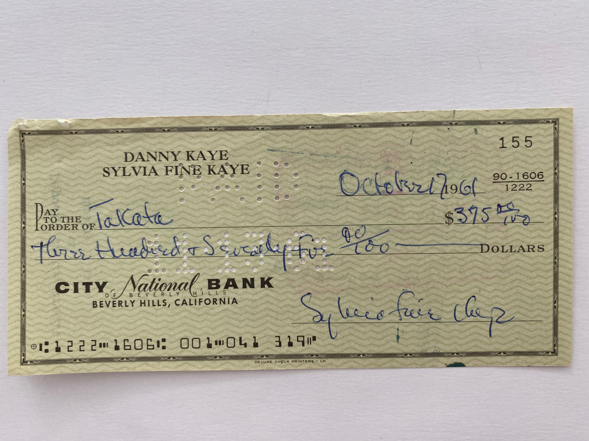 Sylvia Fine Kaye signed check