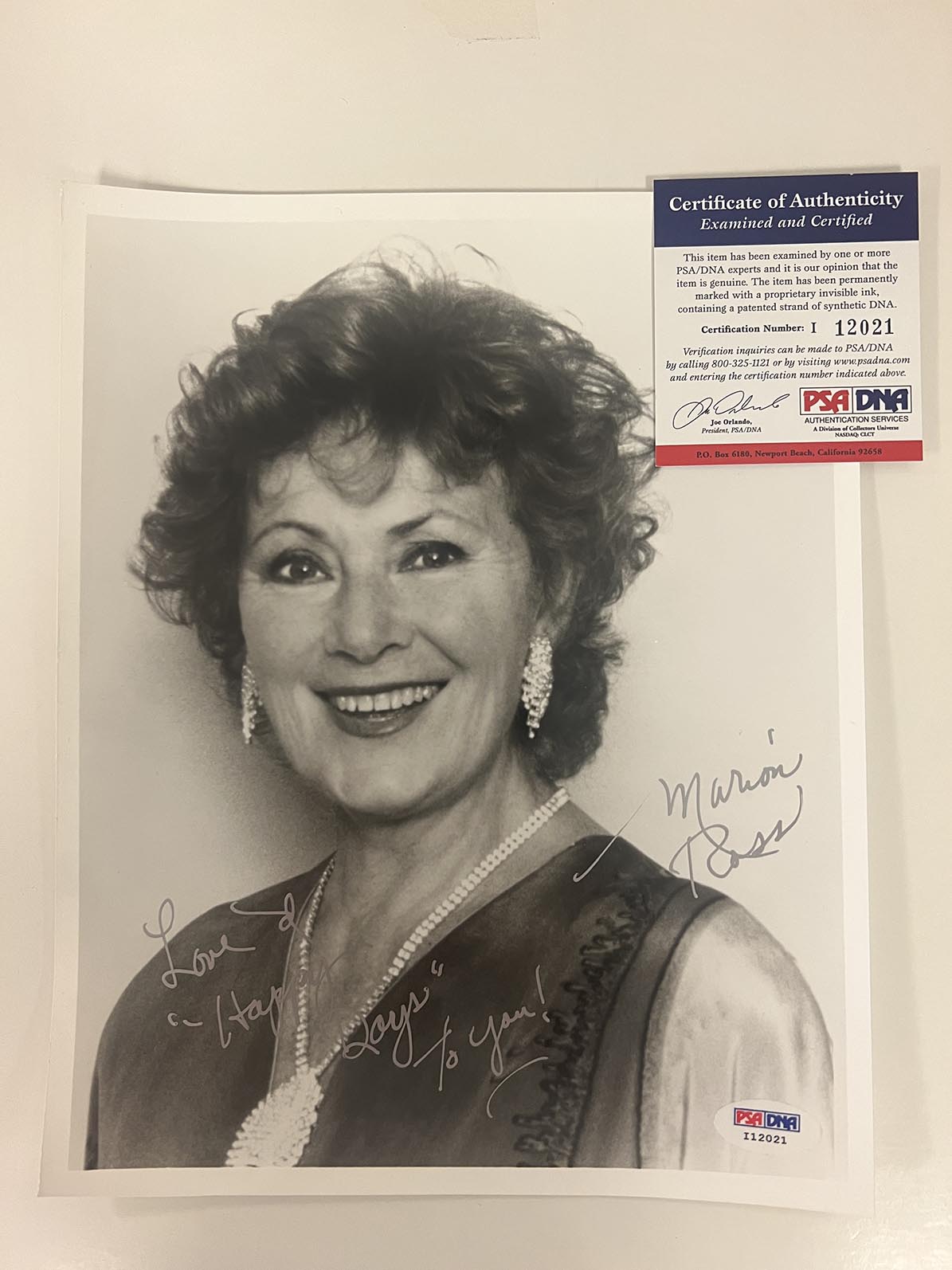 Happy Days Marion Ross signed photo. PSA