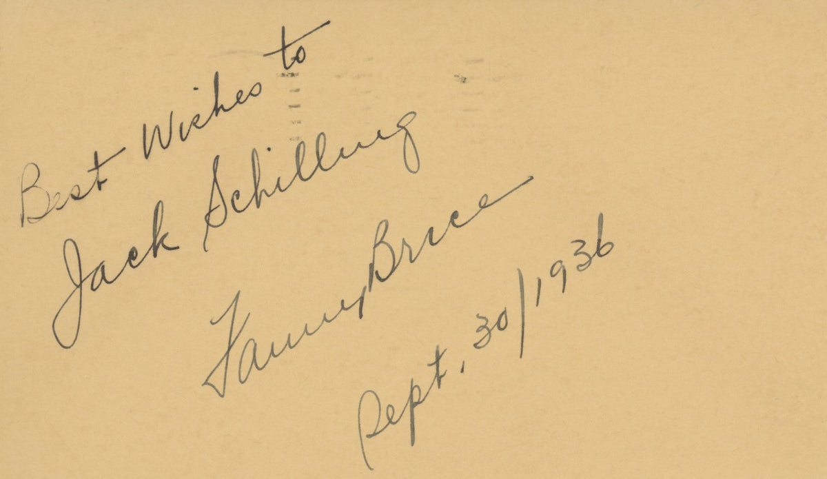 Fanny Brice signed note
