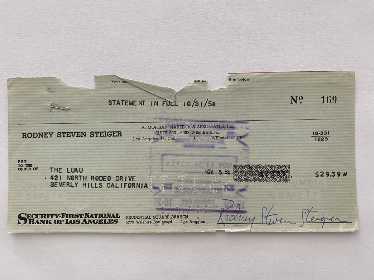 Rod Steiger signed check