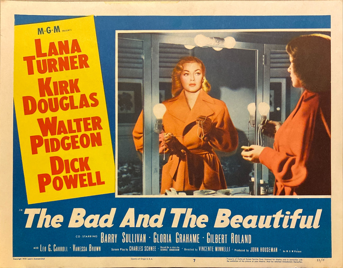 Lana Turner, Kirk Douglas, Walter Pidgeon, and Dick Powell "The Bad and the Beautiful" original Lobby Card