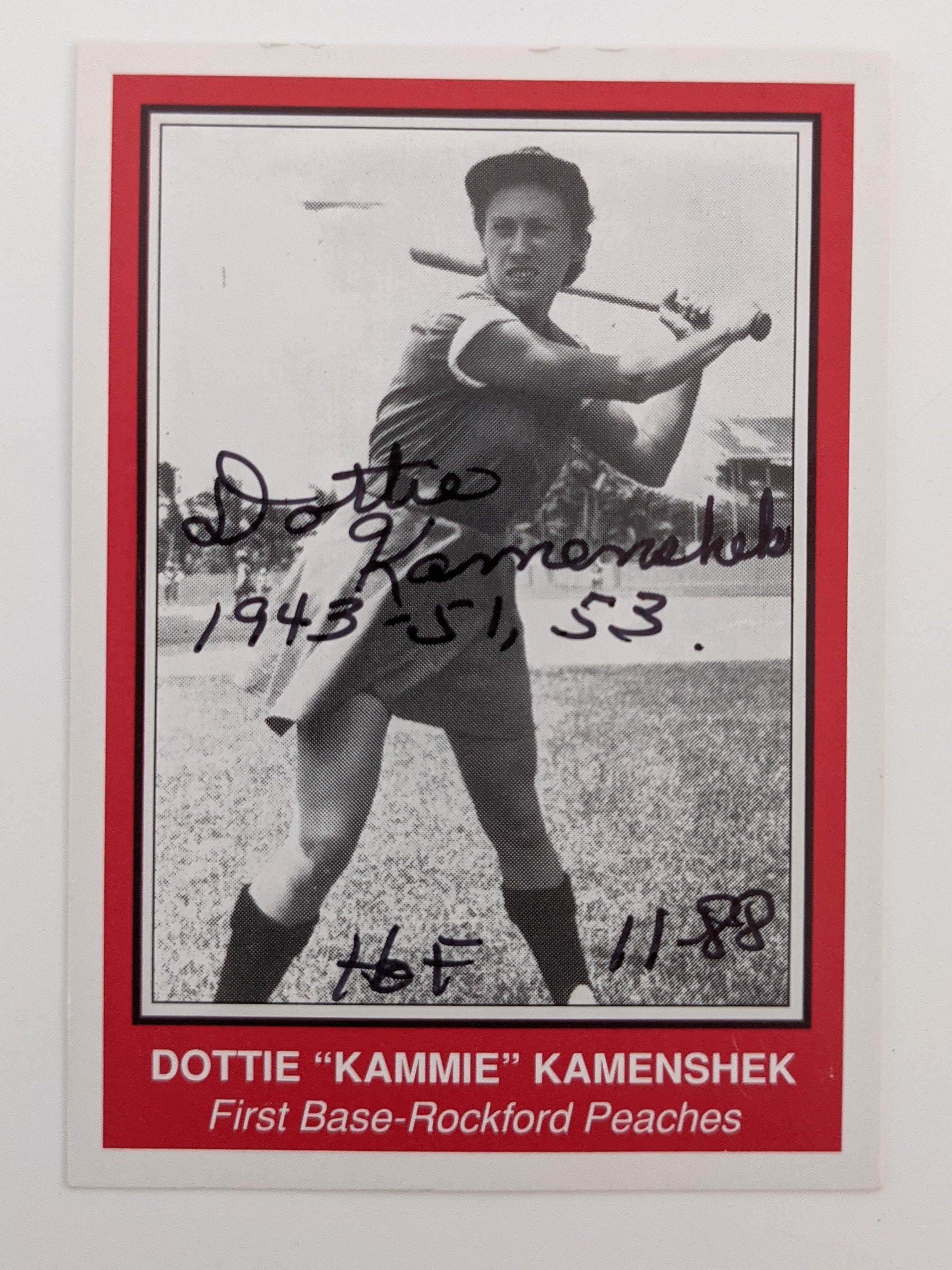 Dottie Kammie Kamenshek Signed Baseball Trading Card