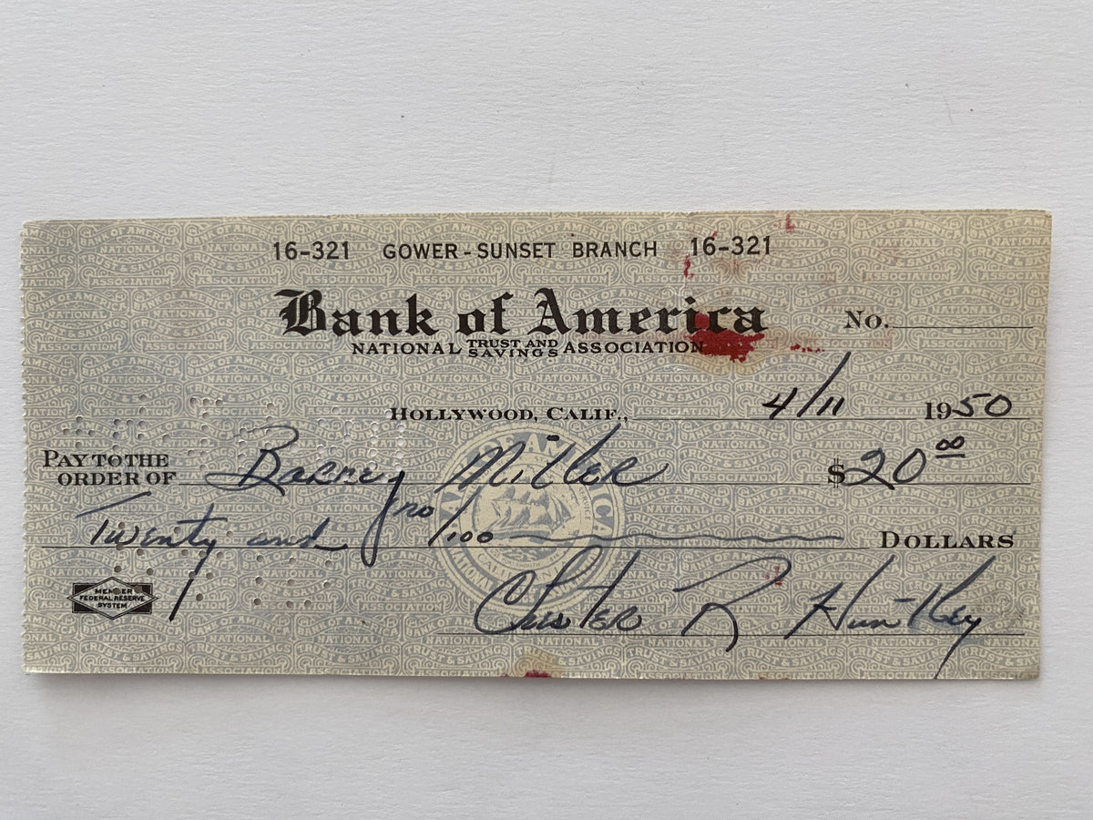 Chester Huntley signed check