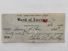 Chester Huntley signed check