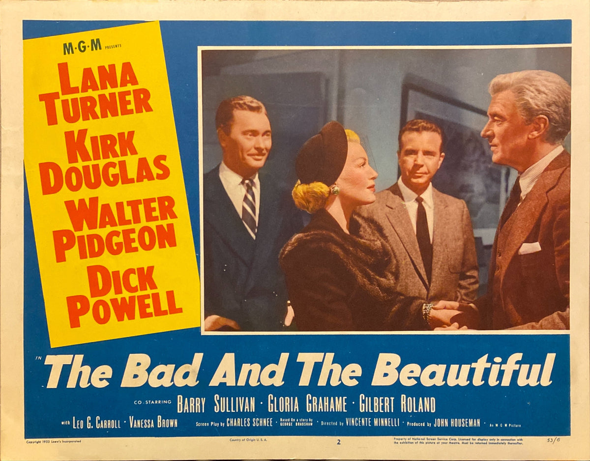 Lana Turner, Kirk Douglas, Walter Pidgeon, and Dick Powell "The Bad and the Beautiful" original Lobby Card