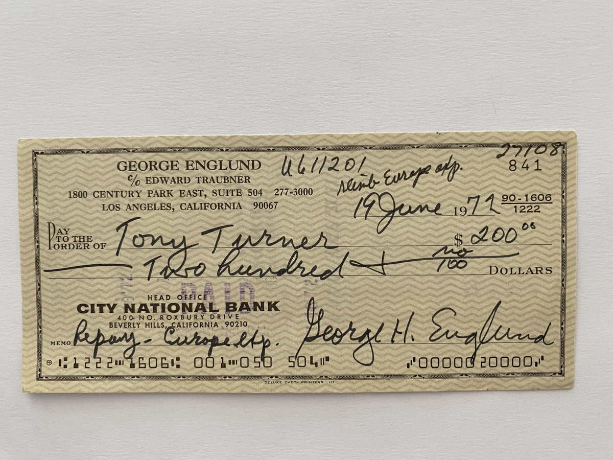 George Englund signed check