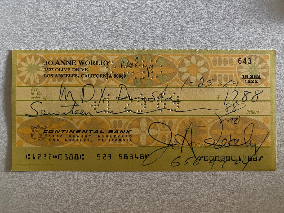 JoAnne  Worley signed check