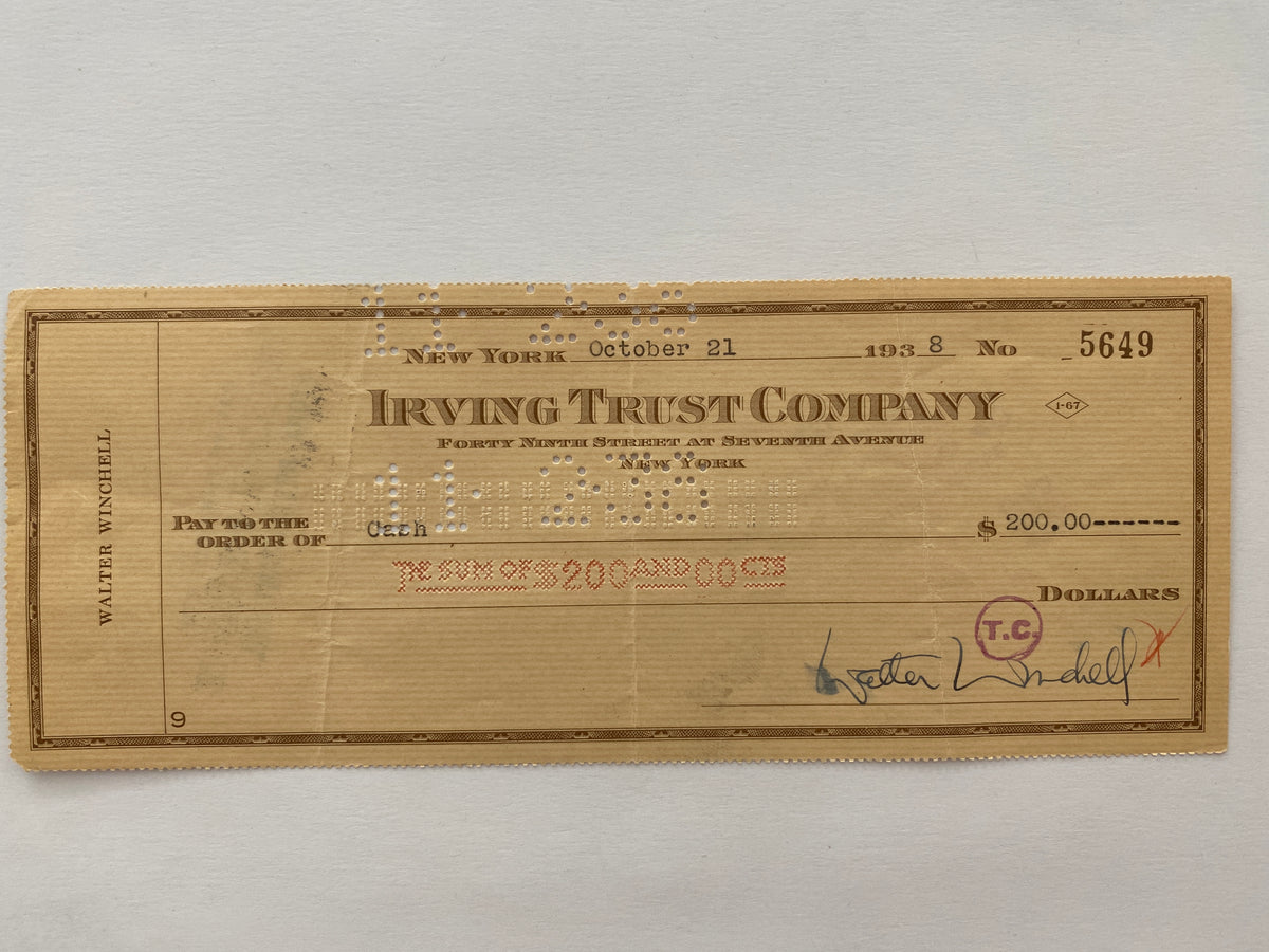 Walter Winchell signed check