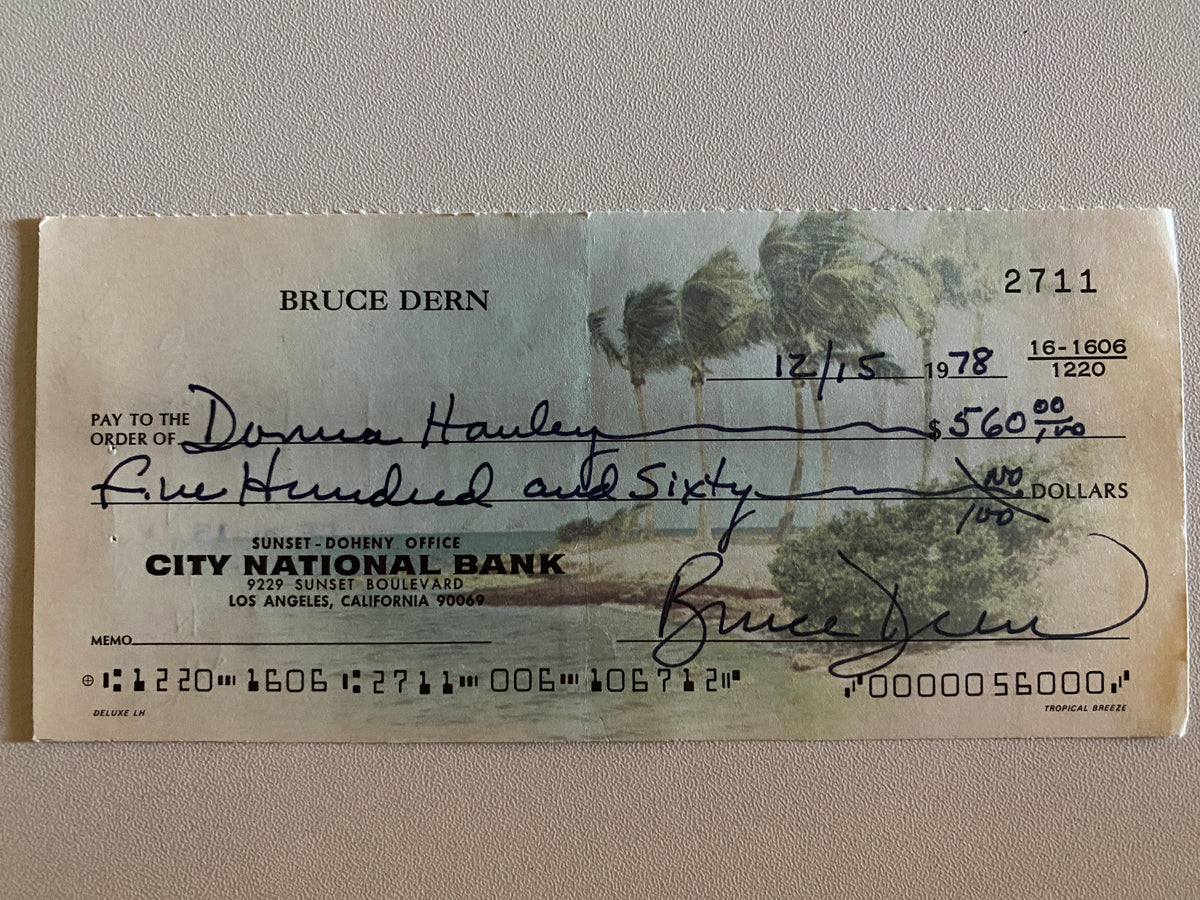 Bruce Dern signed check
