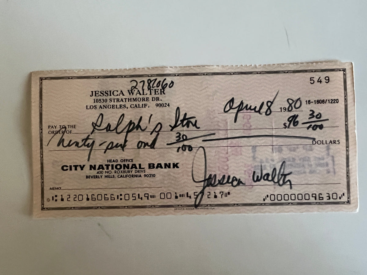 Jessica Walter signed check