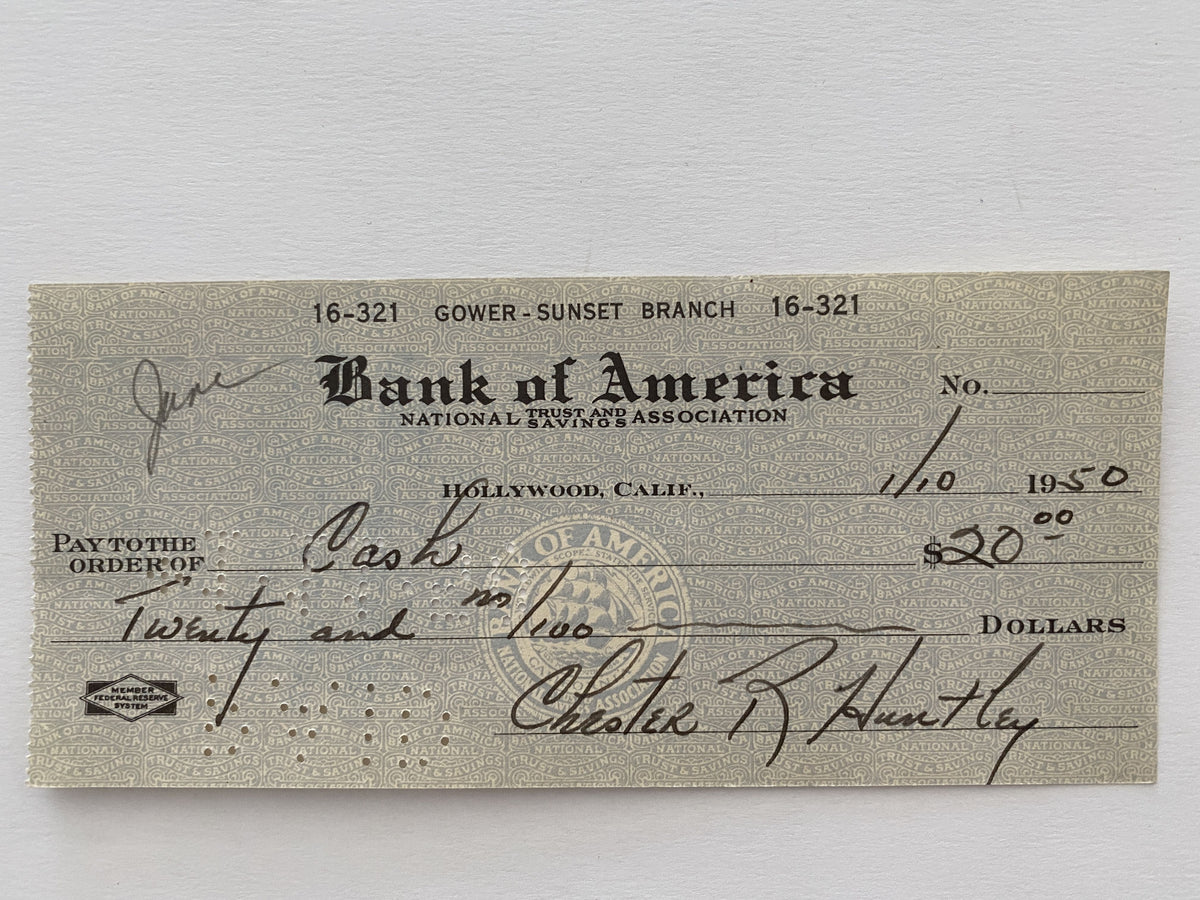 Chester Huntley signed check