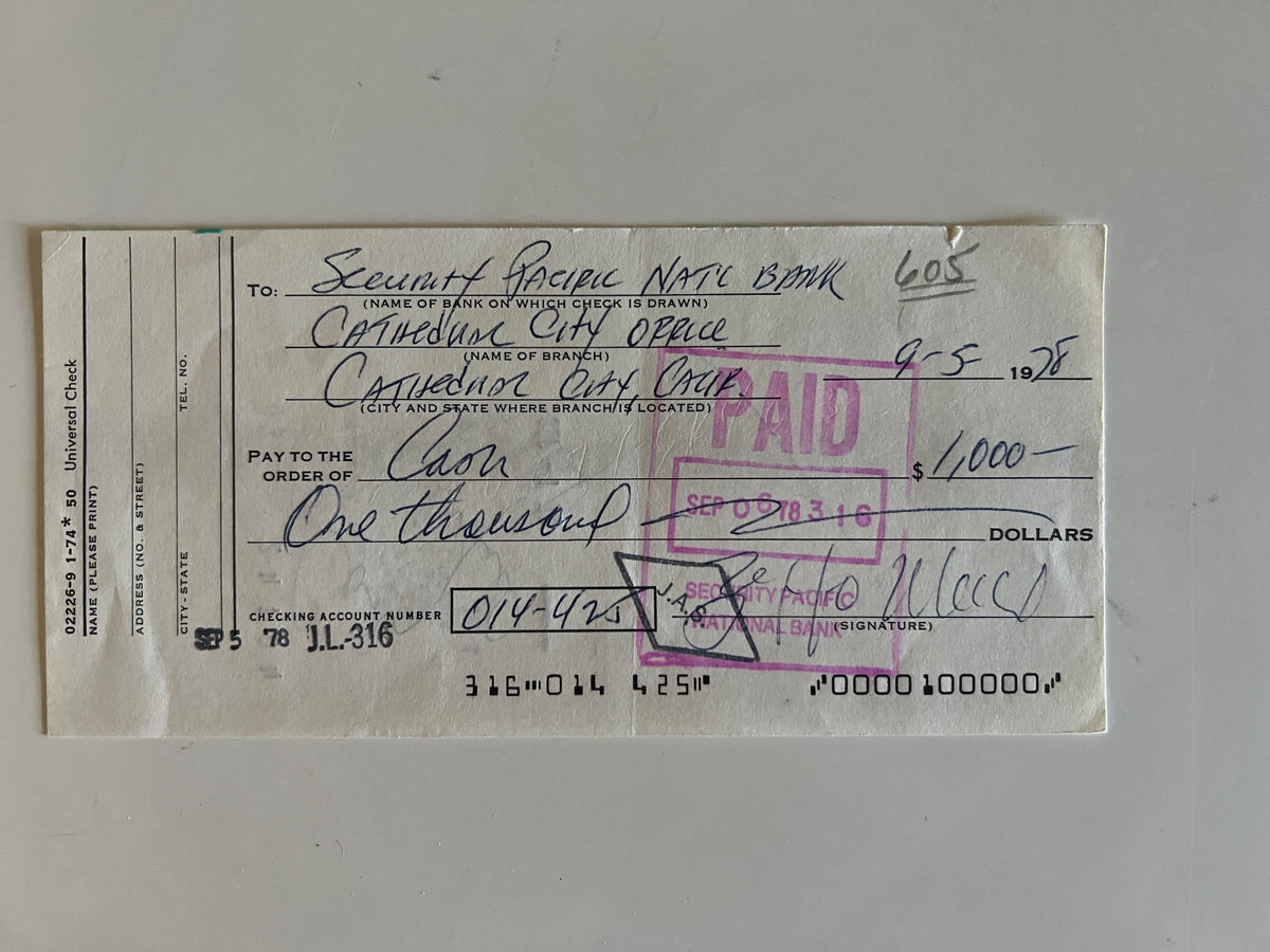 Zeppo Marx signed check