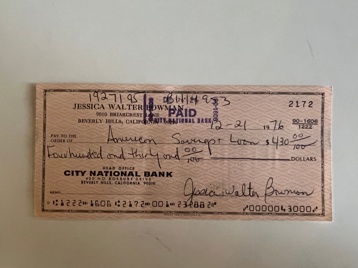 Jessica Walter signed check