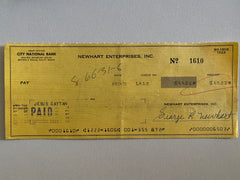 Bob Newhart signed check