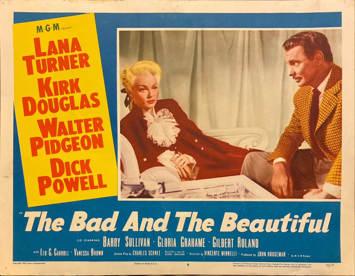 Lana Turner, Kirk Douglas, Walter Pidgeon, and Dick Powell "The Bad and the Beautiful" original Lobby Card