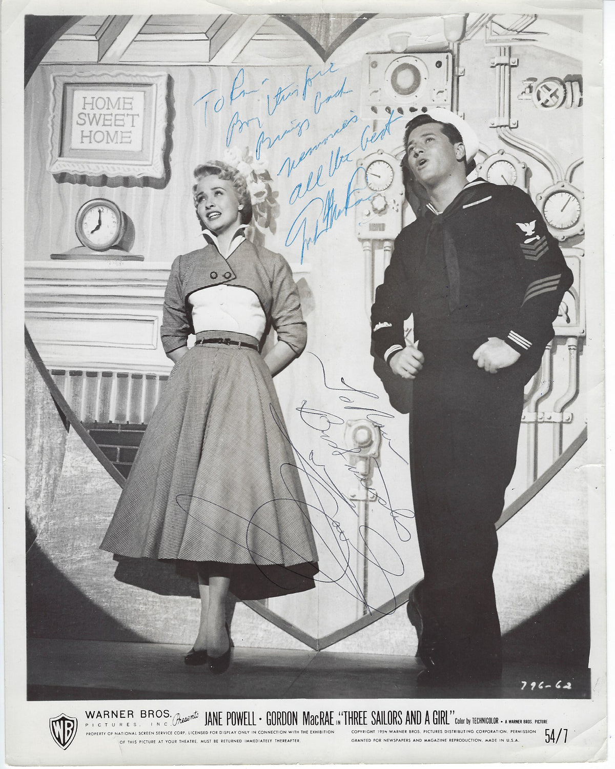 Three Sailors And a Girl  Gordon MacRae and Jane Powell Signed Photo