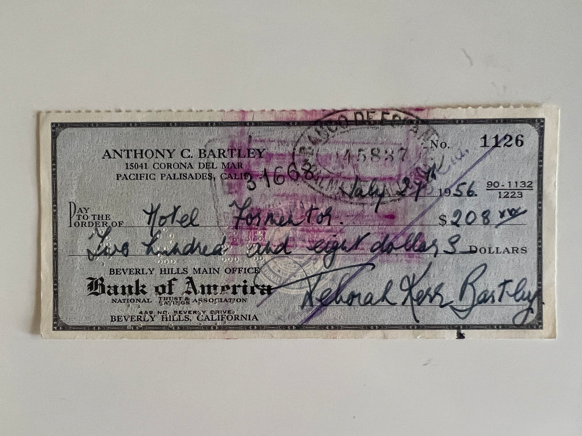 Deborah Kerr signed check