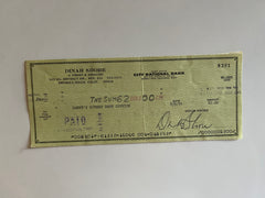 Dinah Shore signed check