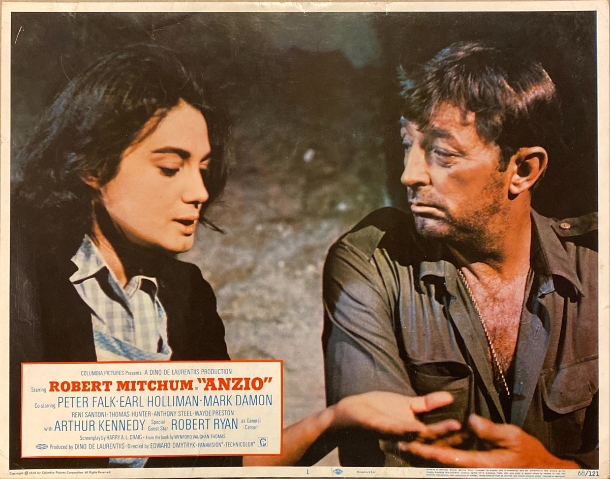Robert Mitchum and Peter Falk "Anzio" original lobby card