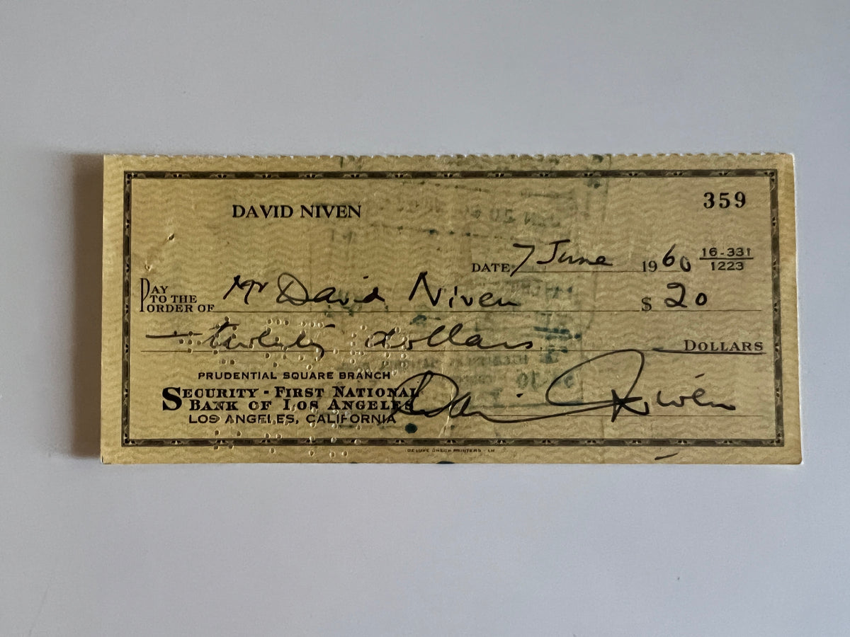 David Niven signed check
