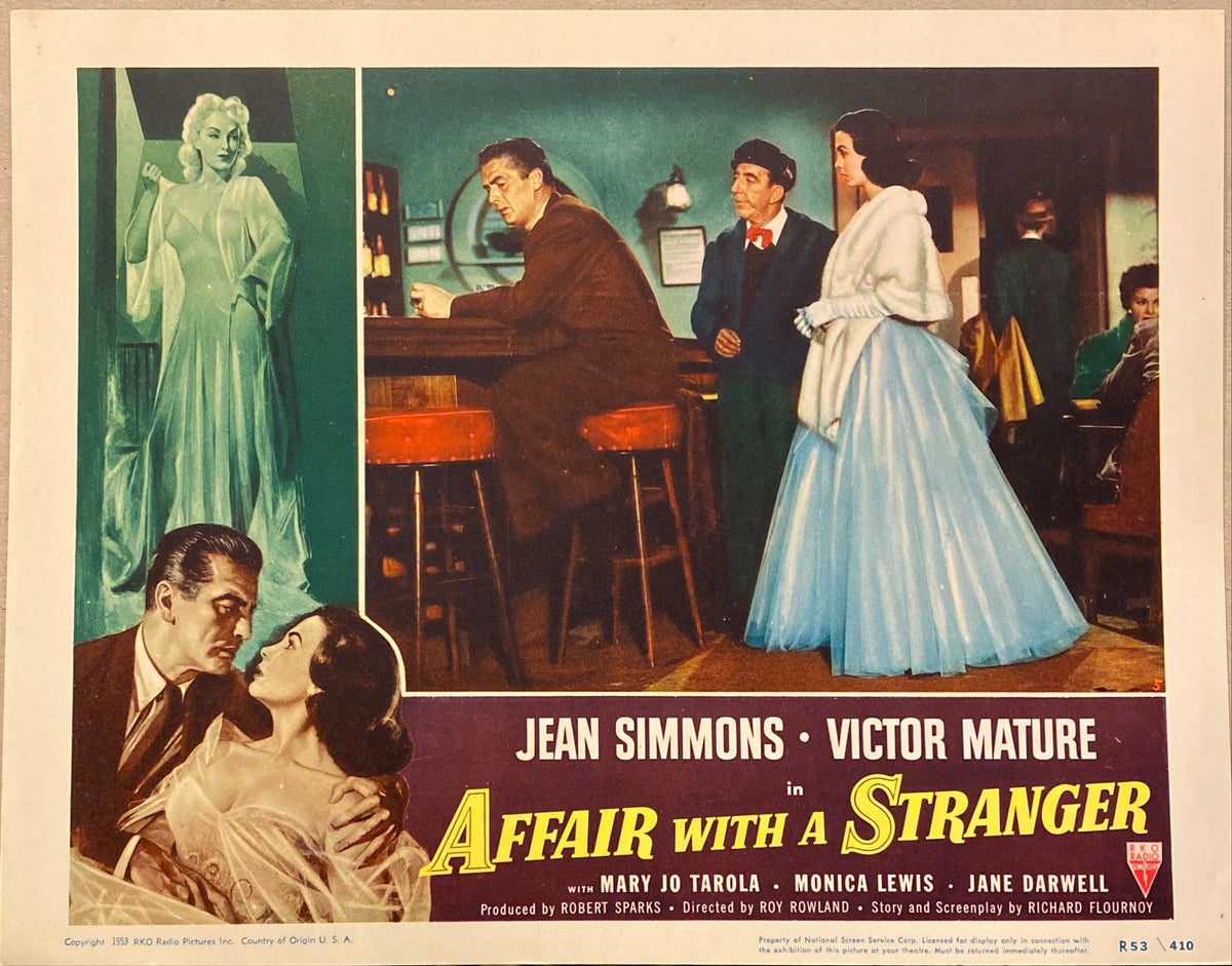 Jean Simmons and Victor Mature "Affair with a Stranger" Lobby Card