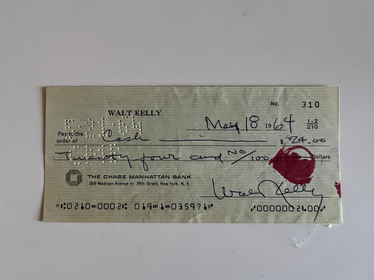 Walt Kelly signed check